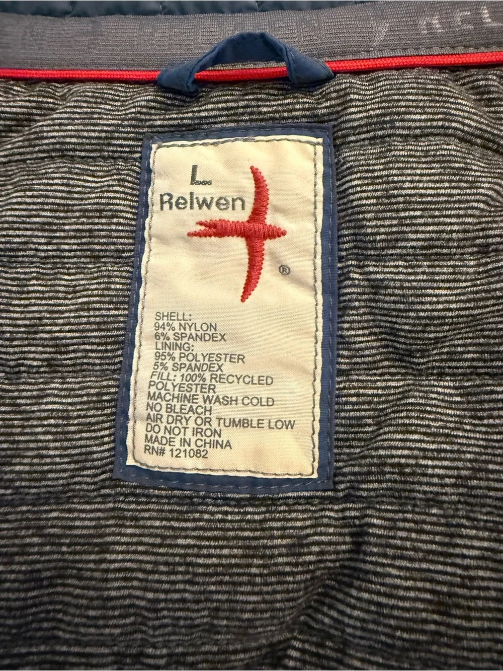 Relwen Quilted Tanker Jacket Blue Men’s Large Insulated Lightweight Snap Zip